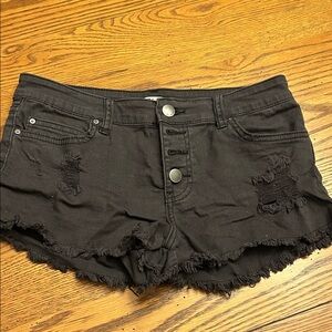 Black Distressed Women Shorts